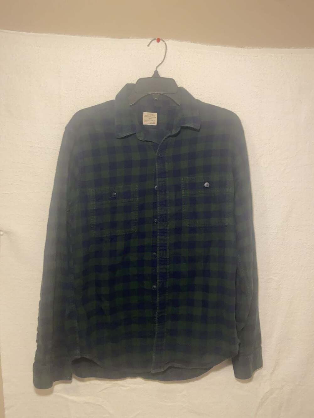 J.Crew Men's Slim Fit Flannel Shirt Green Navy Plaid Size Medium